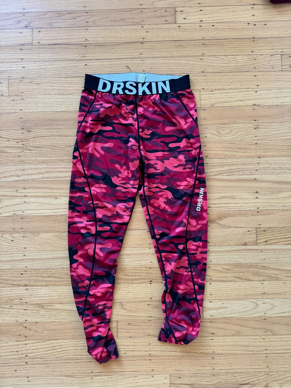 DRSKIN Mens Compression Leggings Large Red Camo Athletic Base Layer Pants